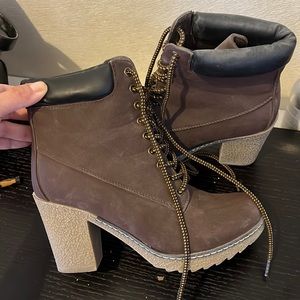 Brown winter ankle booties